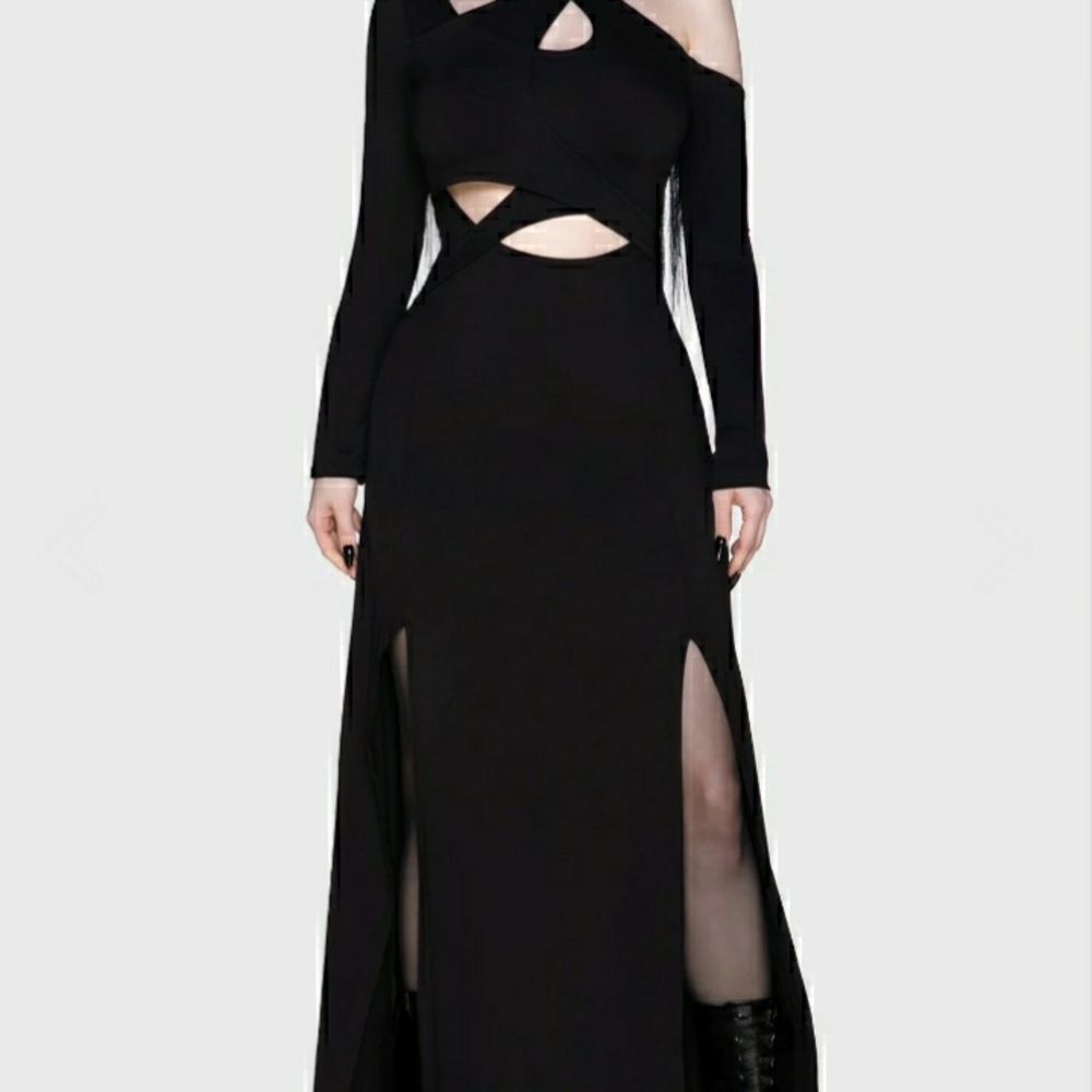 Killstar Black Asymmetrical Cutout Maxi Dress